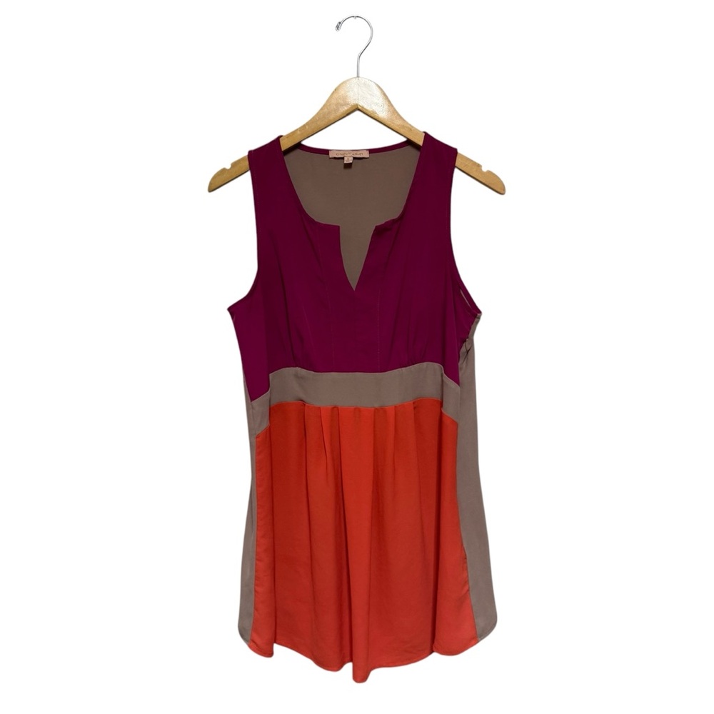 Gibson Latimer Size Medium Pink, Orange, and Tan Color Block Dress